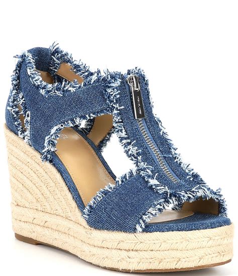 michael kors berkley leather platform sandal|Michael Kors denim wedge sandals.